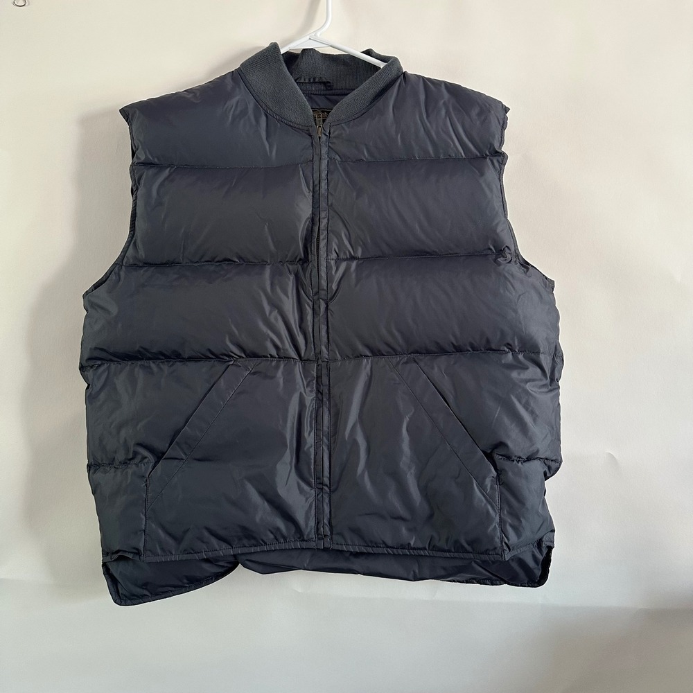 VTG Eddie Bauer Mens Gray Goose Down Puffer Vest Large Premium Quality Outdoor